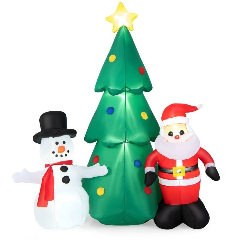 Happy Christmas Holiday Yard Decorations Inflatable W/ LED Lights Happy Christmas Holiday Yard Decorations Inflatable W/ LED Lights