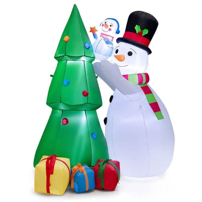 Happy Christmas Holiday Yard Decorations Inflatable W/ LED Lights Happy Christmas Holiday Yard Decorations Inflatable W/ LED Lights