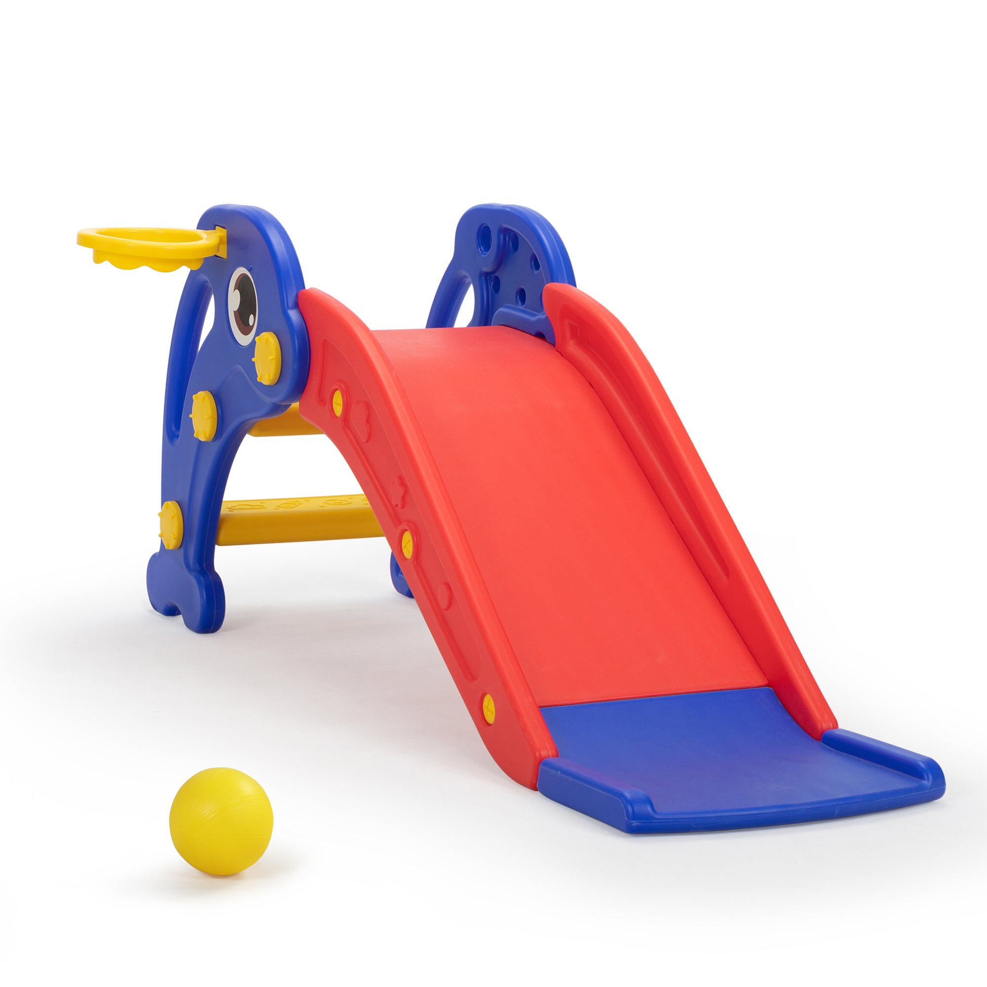 3 in 1 Kids Climber and Slide, Toddler Play Set with Basketball Hoop and Ball, Indoor Outdoor Freestanding Slide for Preschool Boys Girls XH 3 in 1 Kids Climber and Slide, Toddler Play Set with Basketball Hoop and Ball, Indoor Outdoor Freestanding Slide for Preschool Boys Girls XH