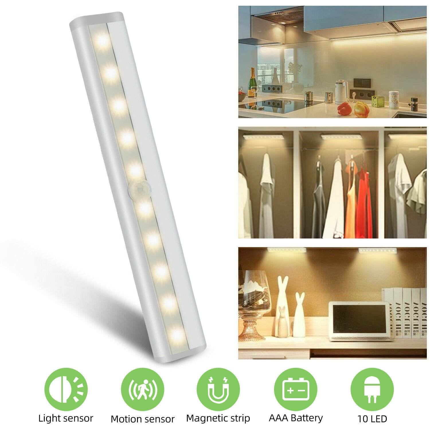 Wireless Motion Sensor Under Cabinet Closet LED Light Kitchen Counter Night Lamp Wireless Motion Sensor Under Cabinet Closet LED Light Kitchen Counter Night Lamp